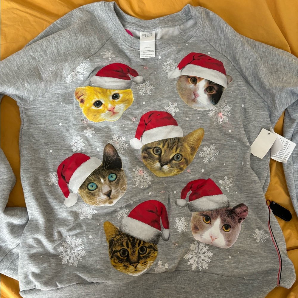 Christmas Cats Ugly Sweatshirt with LEDs
